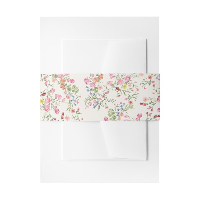 romantic dainty floral arch summer wedding invitation belly band (Front Example)