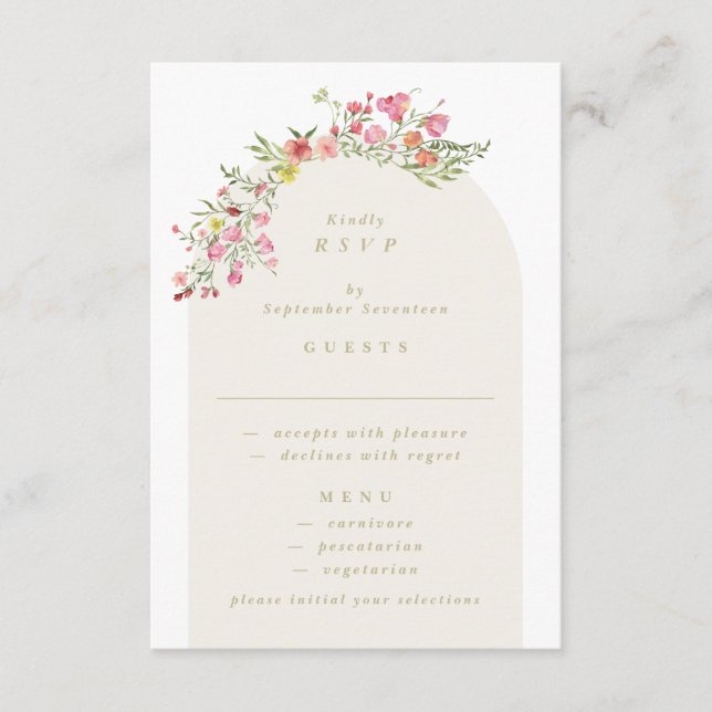 romantic dainty floral dainty Digital wedding RSVP Invitation (Front)