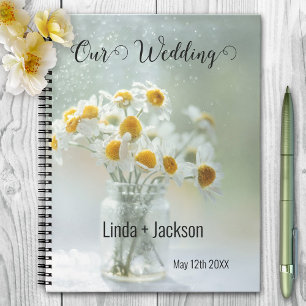 Romantic Daisies Bokeh Wedding Planning Notebook