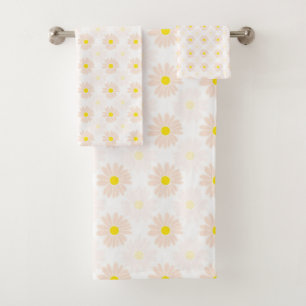 Romantic Daisies Ditsy Floral Pattern Trendy Bath  Towel Set