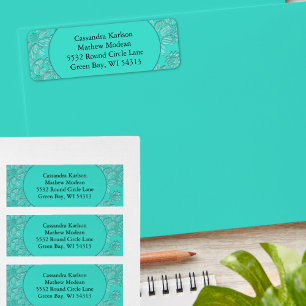Romantic Daisies Floral Turquoise Return Address
