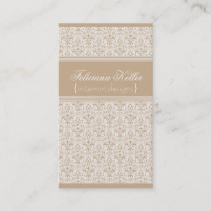 Romantic Damask Business Card, Latte Card