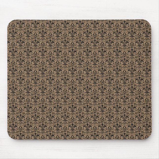 Romantic Damask Mousepad, Chocolate Mouse Mat (Front)