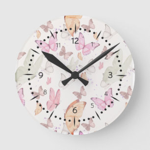 Romantic Dance Butterfly  Round Clock