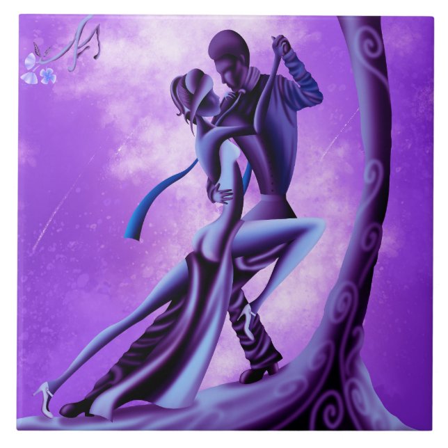 Romantic Dancer under Moonlit Tree Tile (Front)