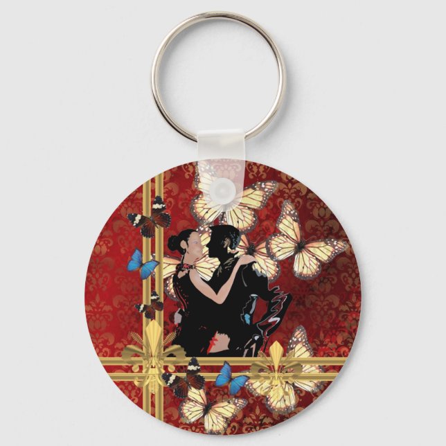 Romantic dancers and butterflies key ring (Front)