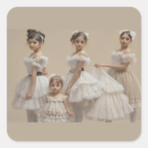 Romantic dancers square sticker