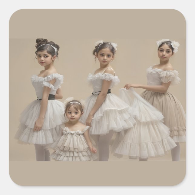 Romantic dancers square sticker (Front)