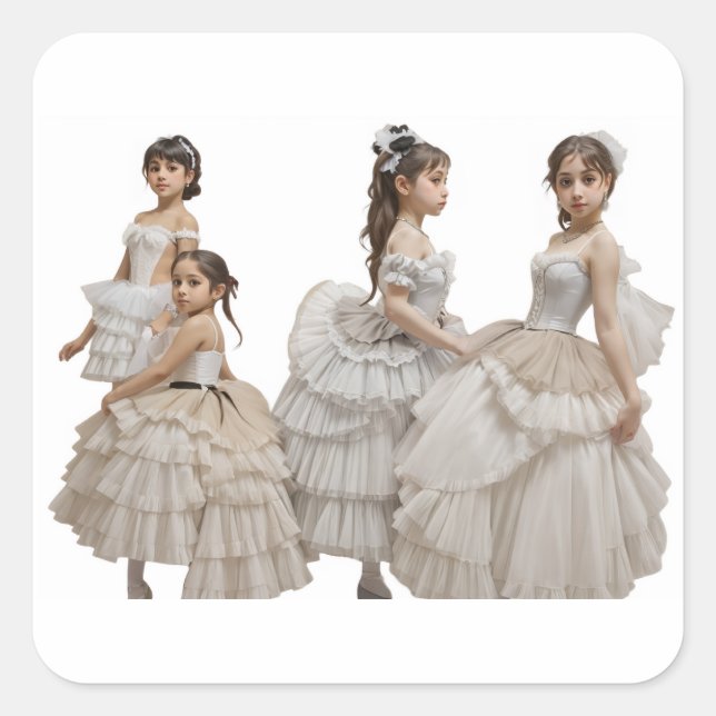 Romantic dancers square sticker (Front)