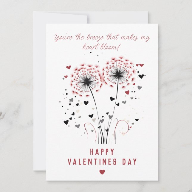 Romantic Dandelion Valentine’s Day Card (Front)