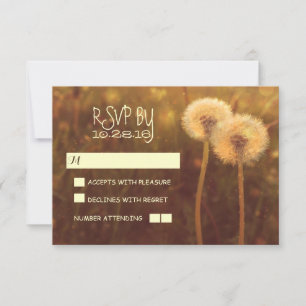 romantic dandelions rustic wedding RSVP cards