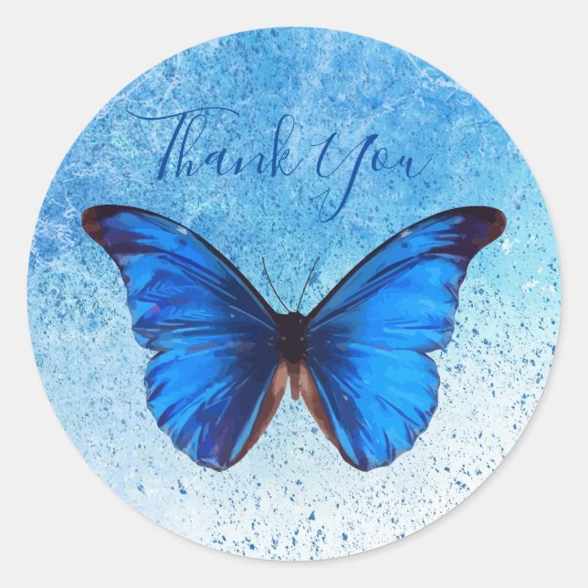 Romantic dark blue Butterfly Classic Round Sticker (Front)
