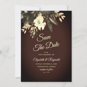 Romantic Dark Brown Fall Floral Save The Date