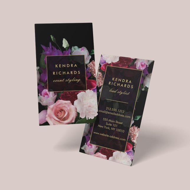 Romantic Dark Florals Business Card (Creator Uploaded)