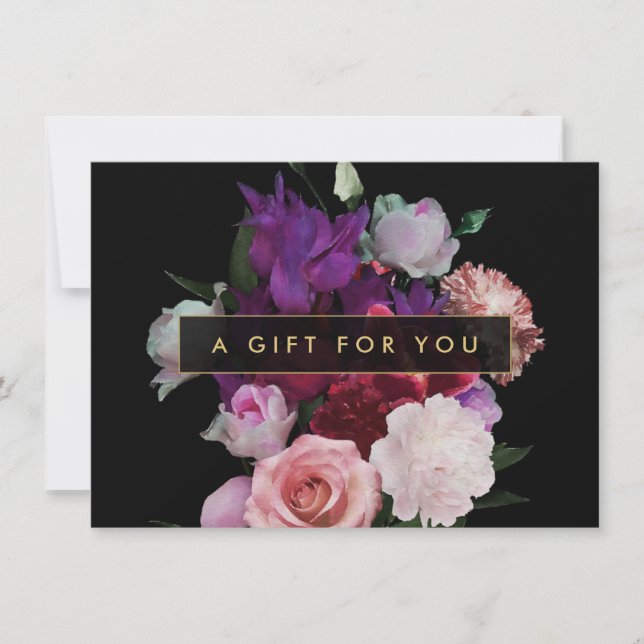 Romantic Dark Florals Gift Certificate (Front)