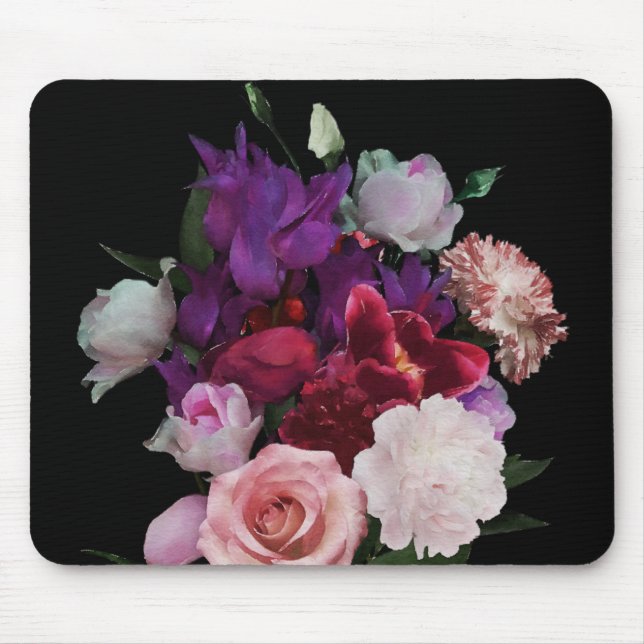 Romantic Dark Florals Mouse Mat (Front)