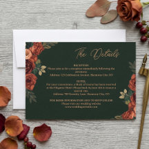 Romantic Dark Green Floral Details Enclosure Card