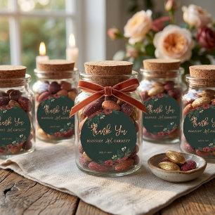 Romantic Dark Green Garden Wedding  Classic Round Sticker