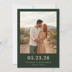 Romantic Dark Green Photo Save The Date