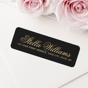 Romantic dark grey calligraphy script address
