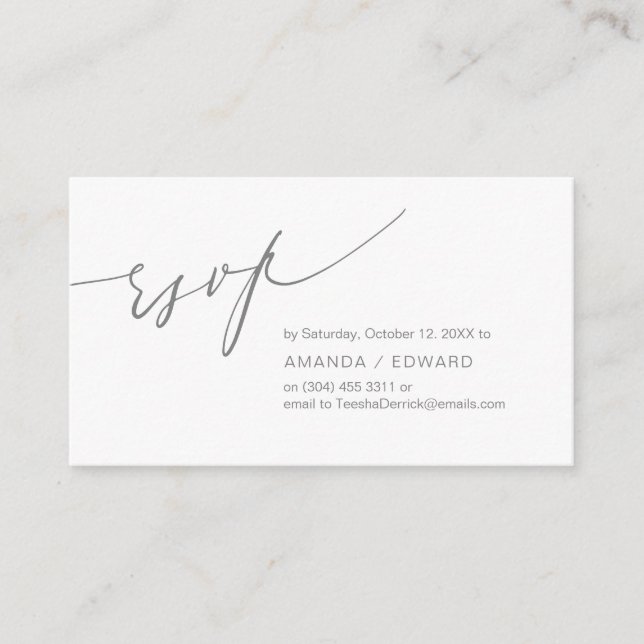 Romantic, Dark Grey, Invitation RSVP, respond (Front)