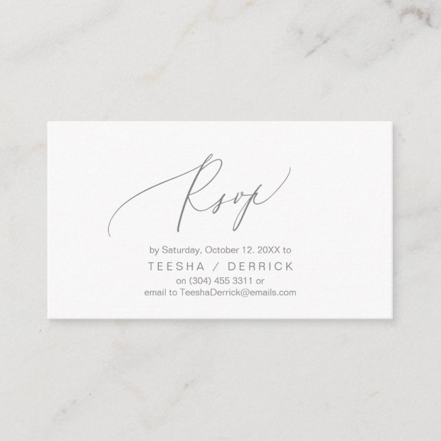 Romantic, Dark Grey, Invitation RSVP, respond (Front)