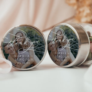 Romantic Dark Photo Overlay Thank You Favour Classic Round Sticker