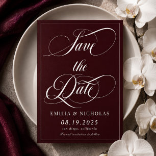 Romantic Dark Red  Save The Date
