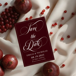 Romantic Dark Red Save The Date
