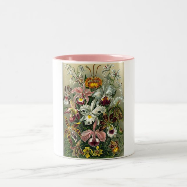 romantic date blossoms rsvp colourful chic Two-Tone coffee mug (Center)