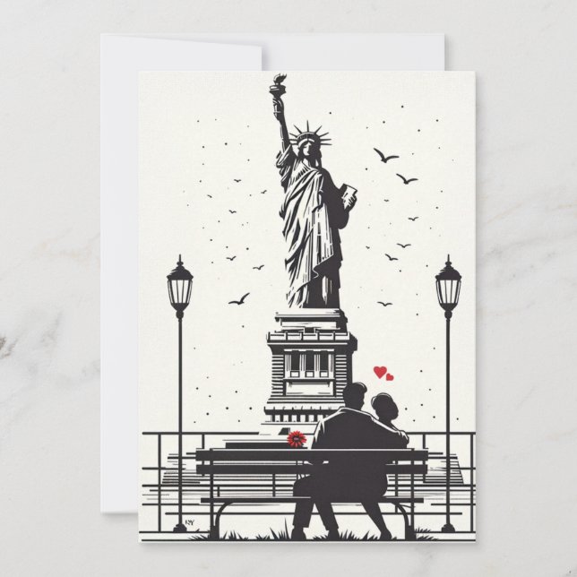 Romantic Day in New York:  Love at Liberty Holiday Card (Front)