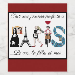 Romantic day in Paris Wine Label