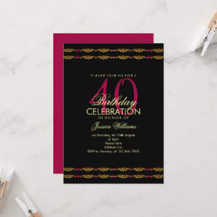 Romantic Decorative Border, Garnet Gem Birthday Invitation