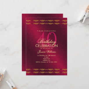 Romantic Decorative Border, Garnet Gem Birthday Invitation