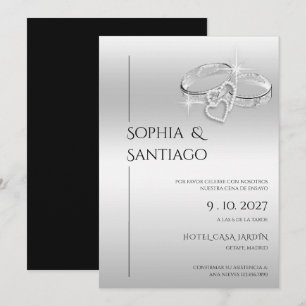 Romantic Decorative Ring Spanish Rehearsal Dinner Invitation
