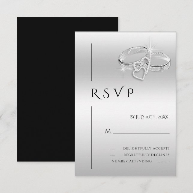 Romantic Decorative Ring Spanish RSVP Card (Front/Back)