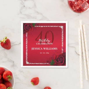 Romantic Decorative Roses Birthday Party Napkin