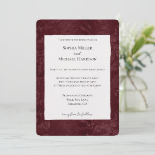 Romantic Deep Red Burgundy Floral Wedding Invitation