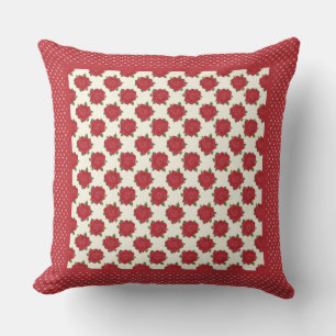 Romantic Deep Red Roses on Ivory Background Cushion