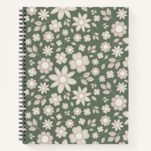 Romantic Deep Sage Watercolor Floral Botanical Notebook