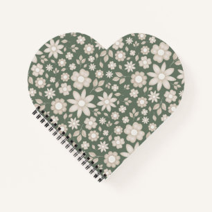 Romantic Deep Sage Watercolor Floral Botanical Notebook