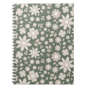 Romantic Deep Sage Watercolor Floral Botanical Notebook