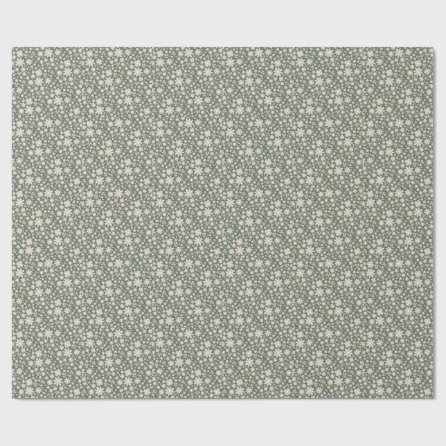 Romantic Deep Sage Watercolor Floral Pattern Wrapping Paper (Flat)