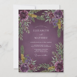 Romantic Deep Violet Painted Wedding Invitation
