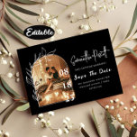 Romantic Delicate Black Arch Save The Date Cards<br><div class="desc">This is a beautiful Save the Date featuring the photo of you and your spouse with a minimal modern arch. Features clean black and white text. This design is completely customisable - you can customise text,  text colour,  and background colour to your liking</div>