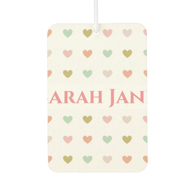 Romantic Design with Hearts & Both Names Car Air Freshener (Front)