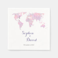 Romantic Destination Wedding Watercolor World Map