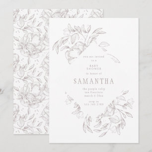 Romantic Diamond Floral Baby Shower Invitation