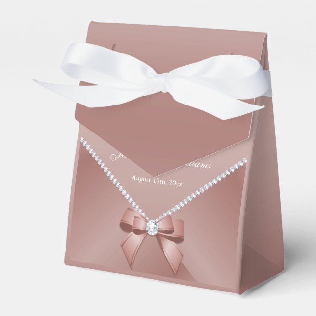 Romantic Diamonds & Rose Gold Bow 30th Birthday  Favour Box (Front Side)