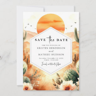Romantic Digital Cactus Wedding Save The Date